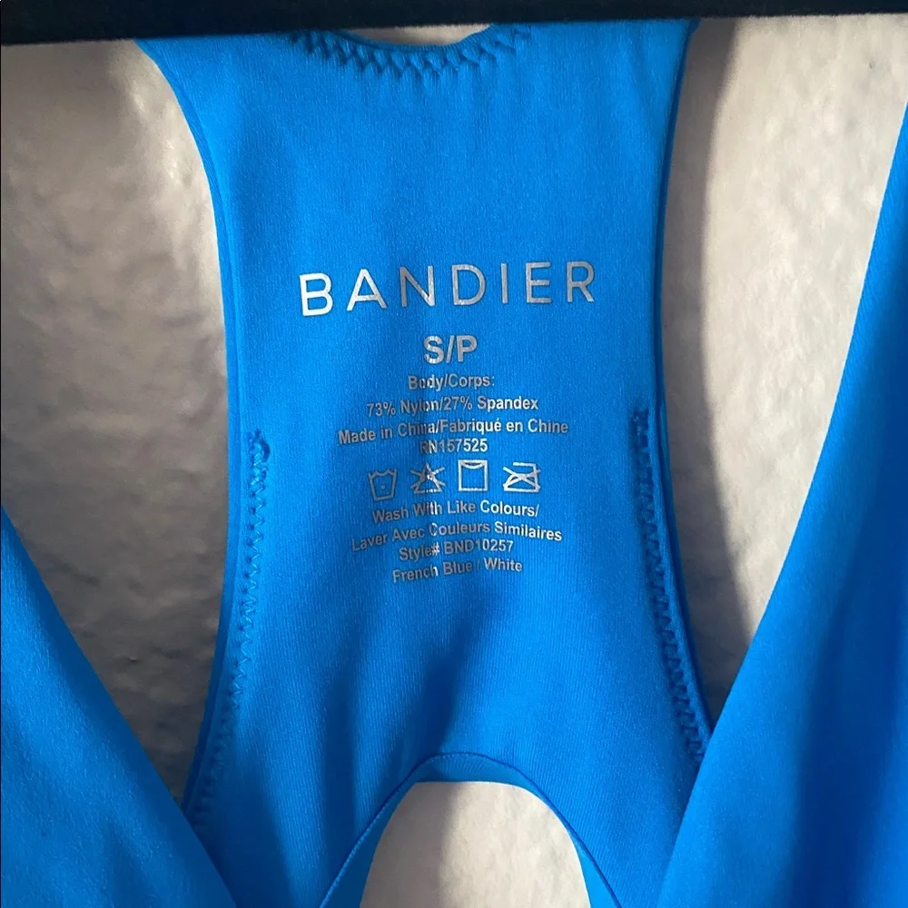 BANDIER V-Neck Plunge Contrast Short Catsuit 🐈‍⬛ Size S Blue White Luxury Chic